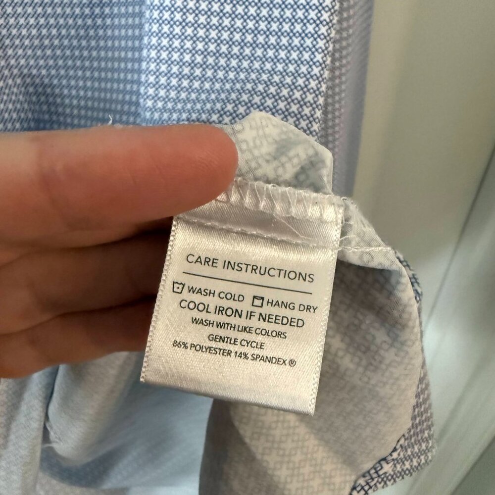 Mizzen+Main Performance Dress Shirt Blue Micro Print Size M Trim - Picture 5 of 6